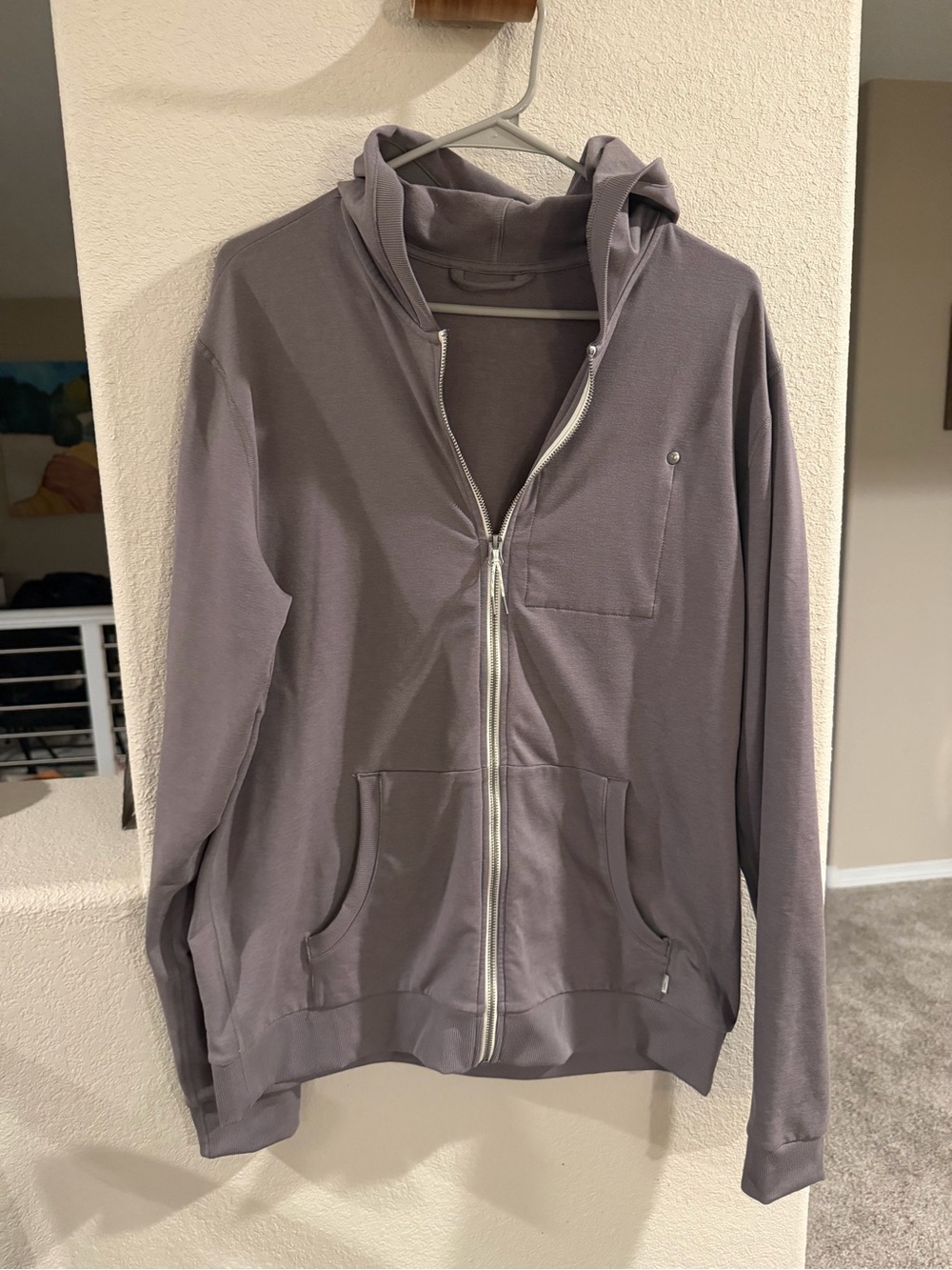 Men's Lightweight Hooded Zip Jacket in Gray